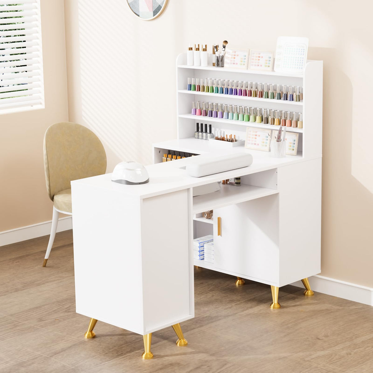 L Shaped Manicure Table with Dust Collector E50992