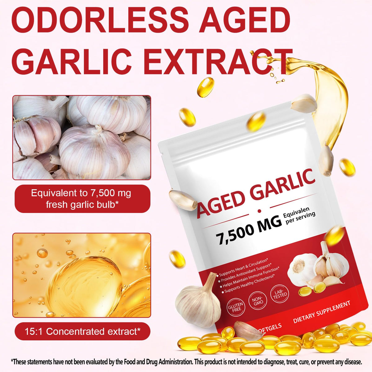 2 Years Aged Garlic Extract Capsules 300 Count Gluten-Free E3954