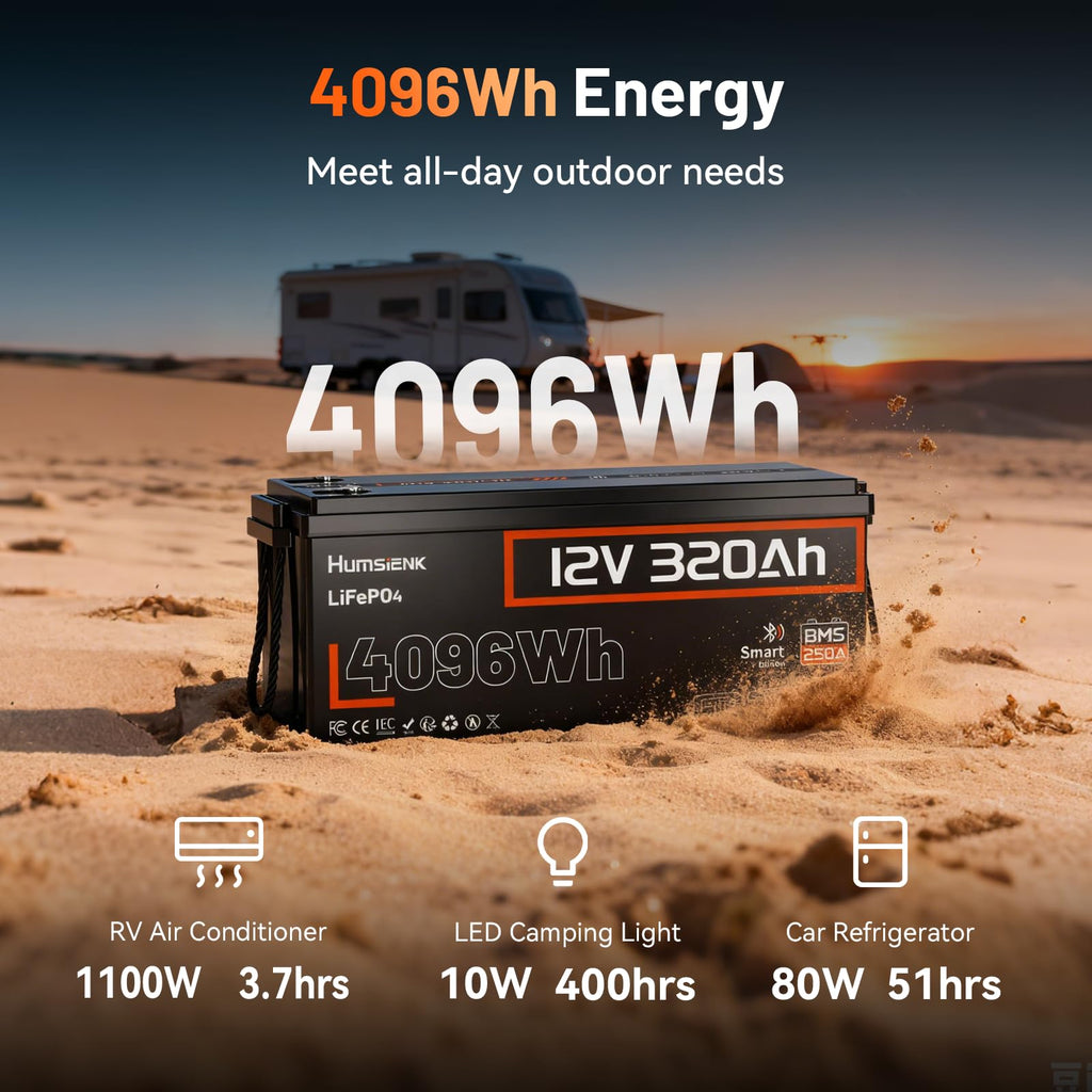 12V 320Ah LiFePO4 Lithium Battery with 250A BMS D344058