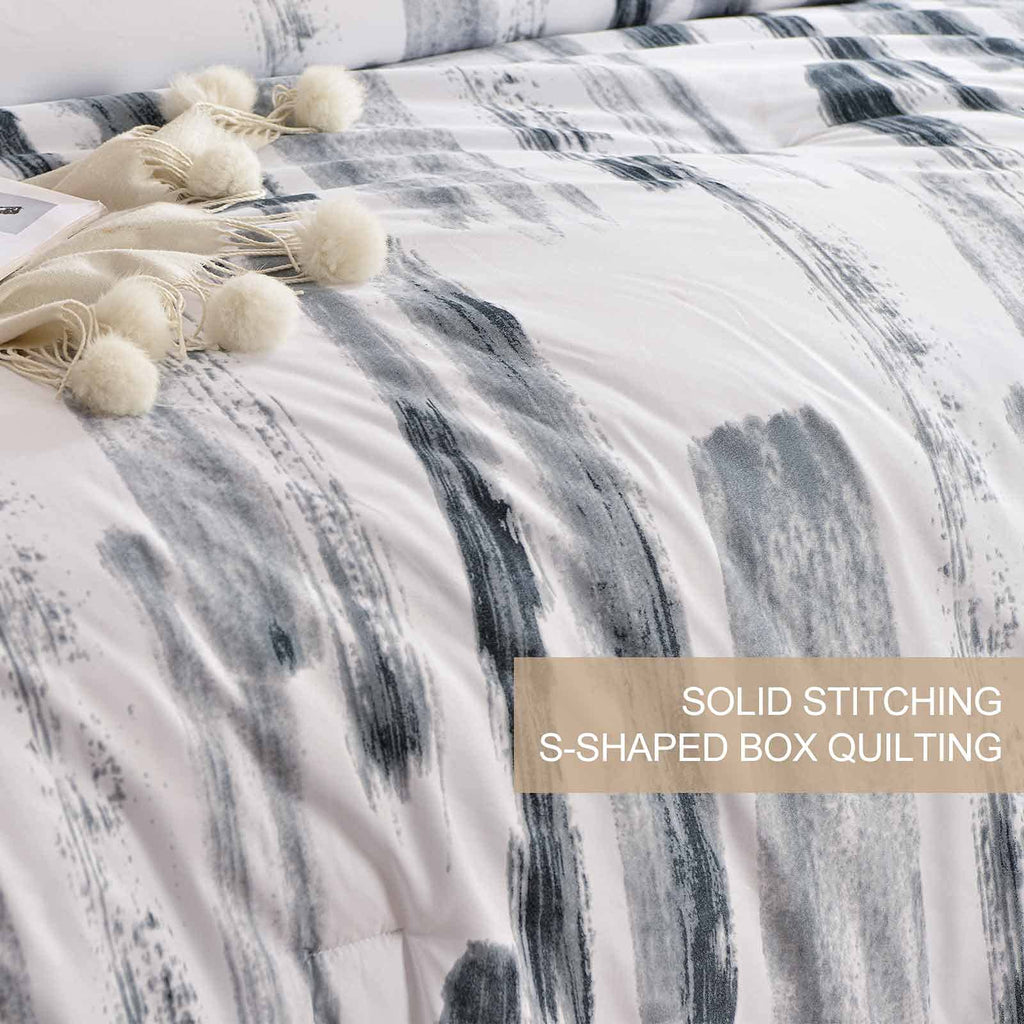 King 3pc Grey White Reversible Microfiber Comforter Set L95843