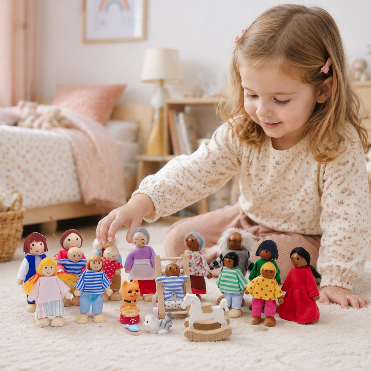 Wooden Dollhouse Family Set Figures E2958