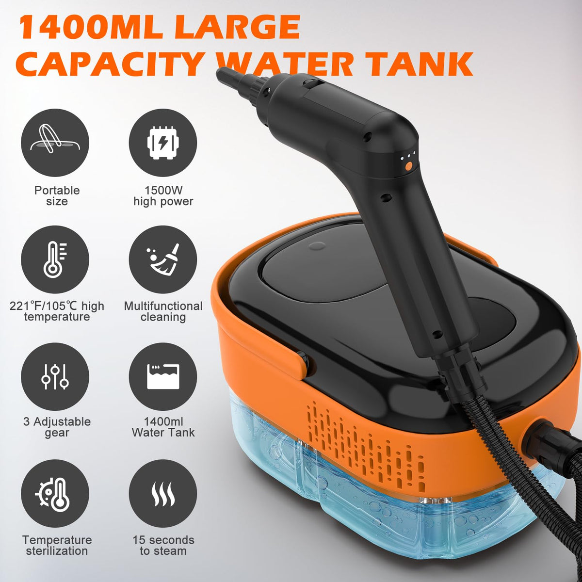 Portable Handheld Steam Cleaner with 16 Accessories G3375