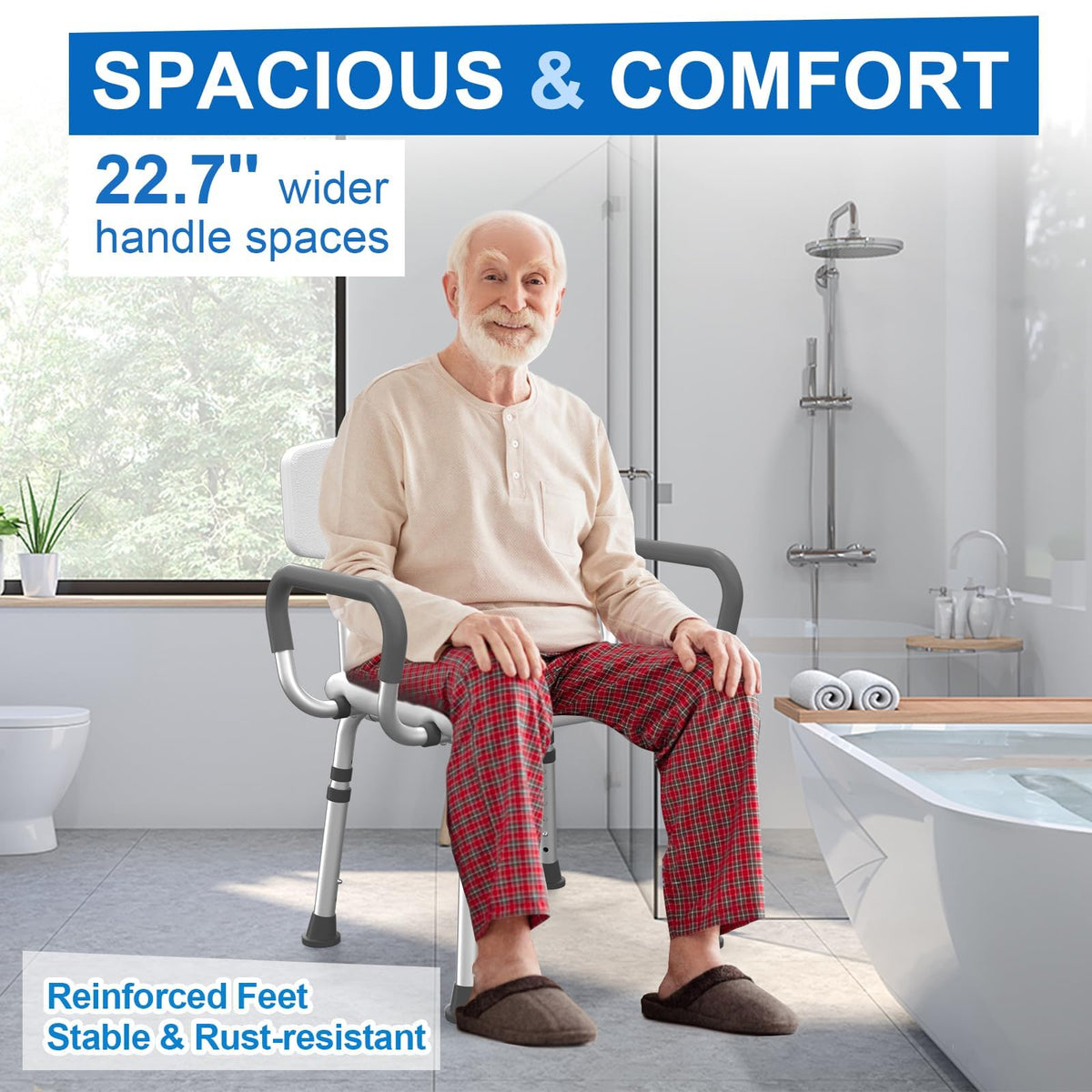 Shower Chair with Padded Armrests and Back I29600