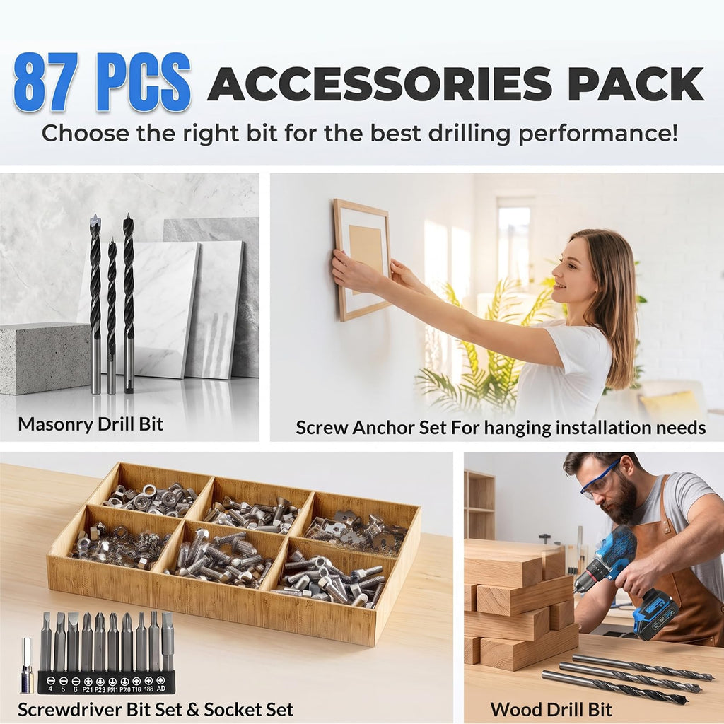 21V Brushless Cordless Drill Driver Kit with 2 Batteries & Charger D231