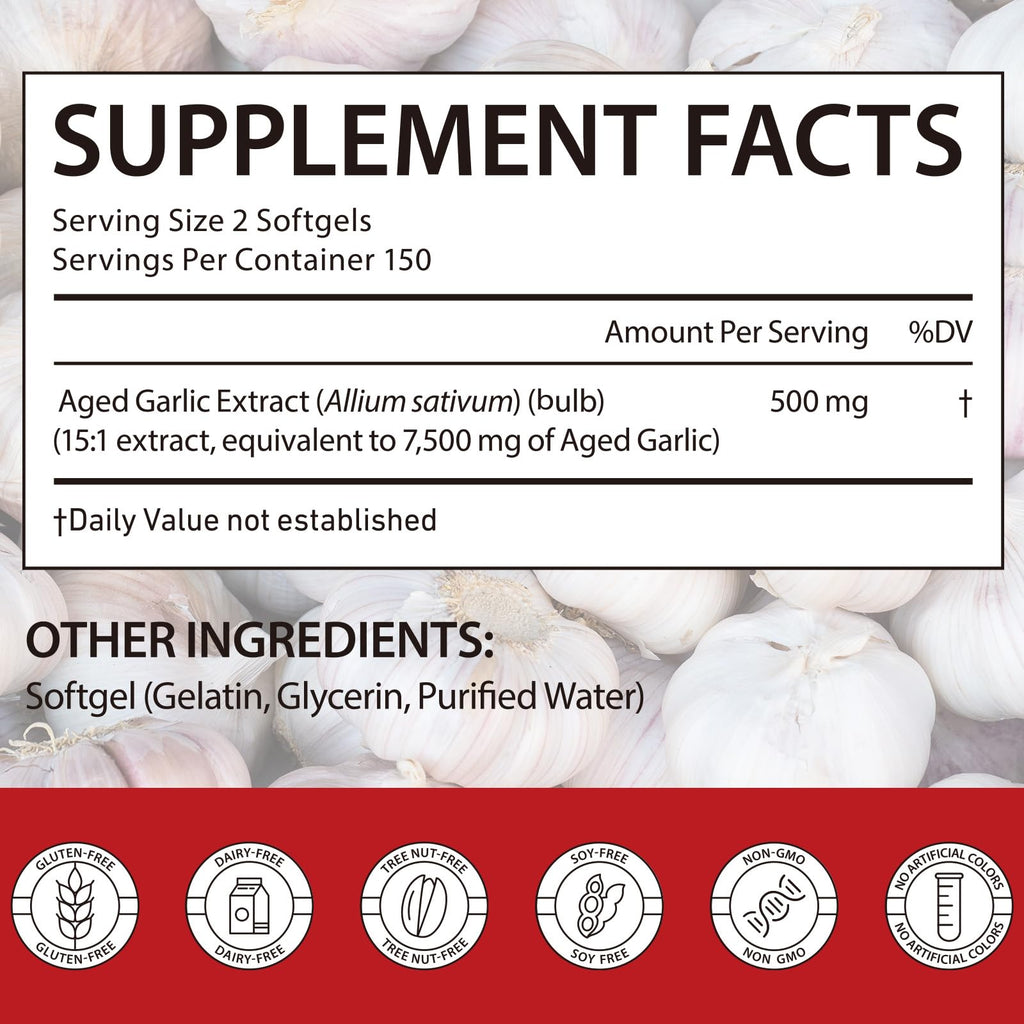 2 Years Aged Garlic Extract Capsules 300 Count Gluten-Free E3954