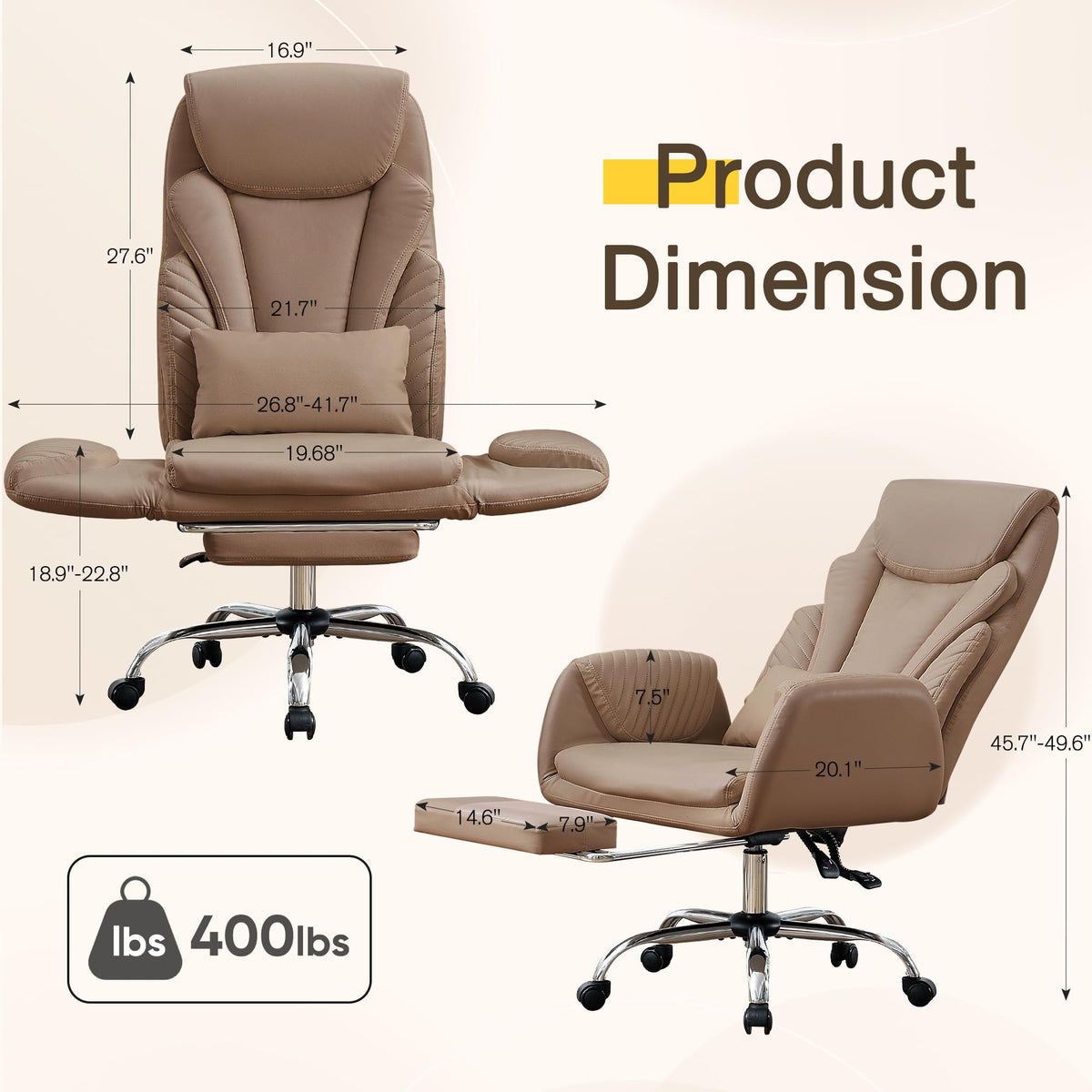 Cross Legged Office Chair with Flip Armrest and Footrest Brown N55538