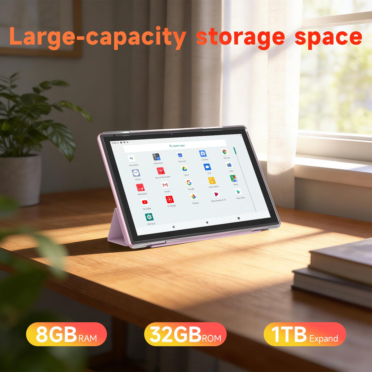10 Inch Android Tablet, 8GB RAM 32GB Storage, HD IPS Display, 6000mAh Battery, with Case & Stylus Pen U1506
