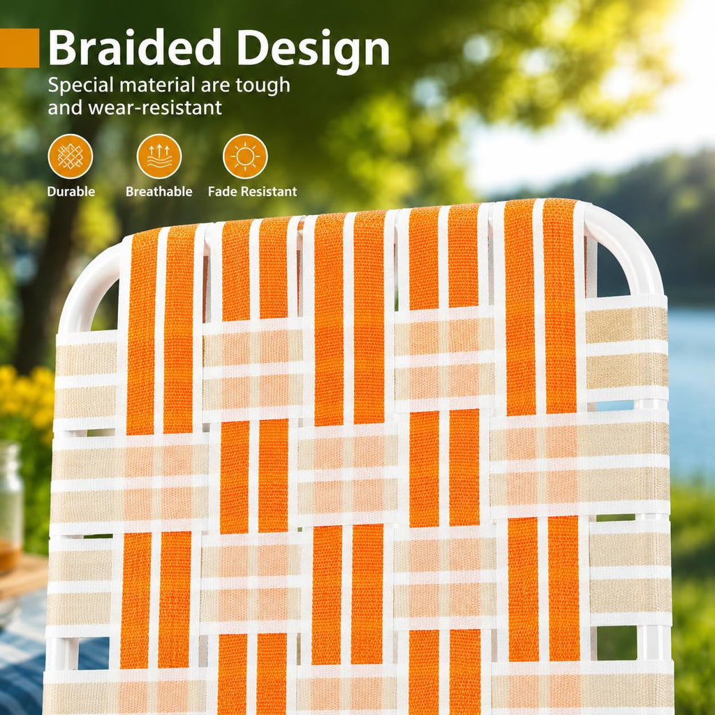 Webbed Foldable Metal Patio Chairs Set of 2 T5693