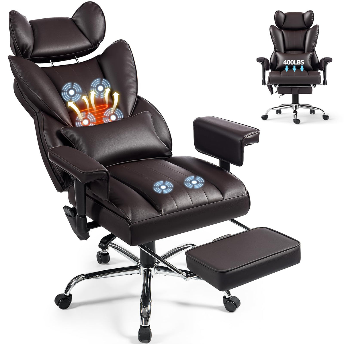 Heated Home Office Chair with Foot Rest E46121