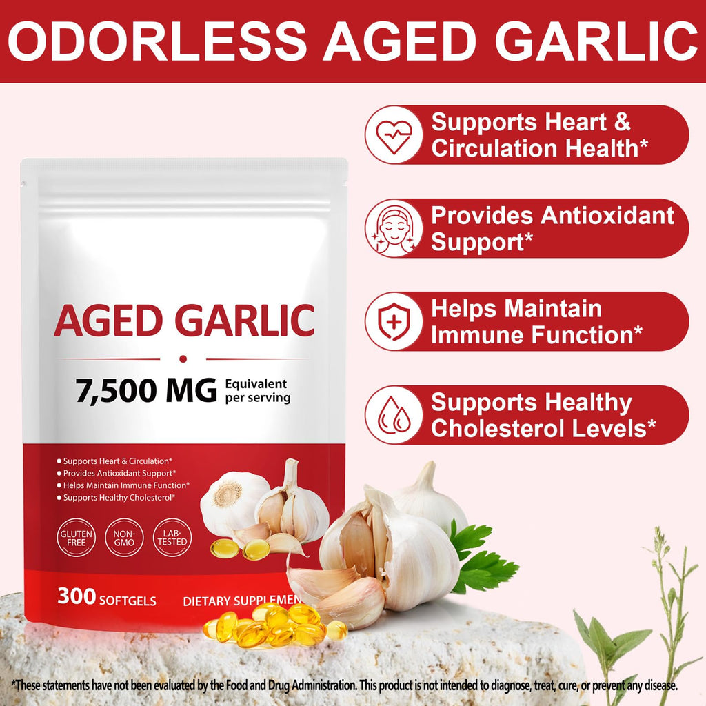 2 Years Aged Garlic Extract Capsules 300 Count Gluten-Free E3954