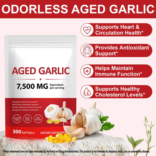 2 Years Aged Garlic Extract Capsules 300 Count Gluten-Free E3954