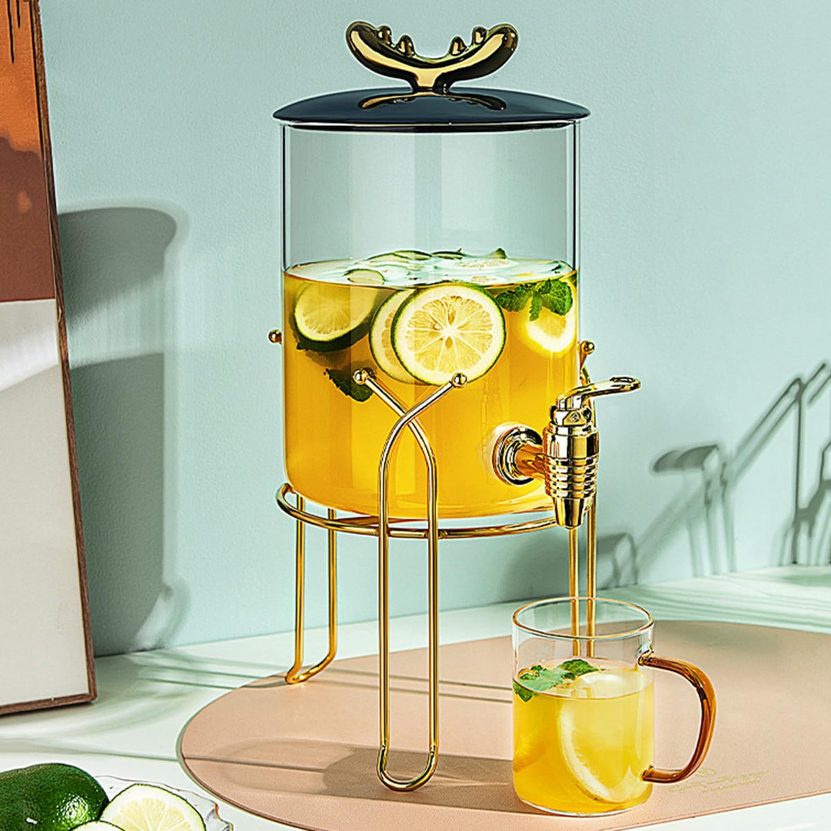 Glass Beverage Dispenser with Stand and Spigot N877