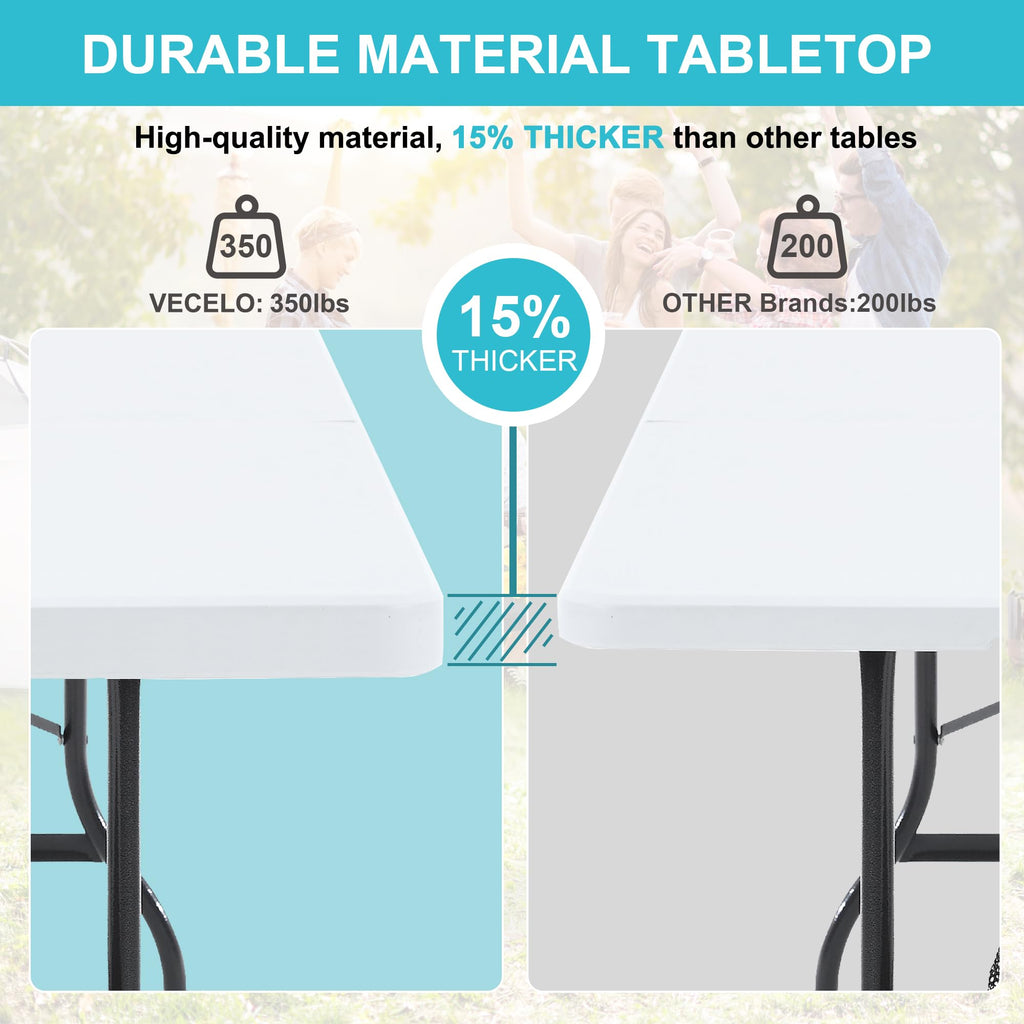 6Ft White Folding Picnic Table T537928