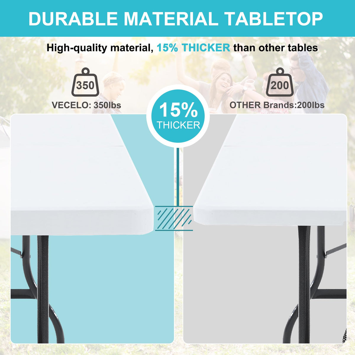 6Ft White Folding Picnic Table T537928