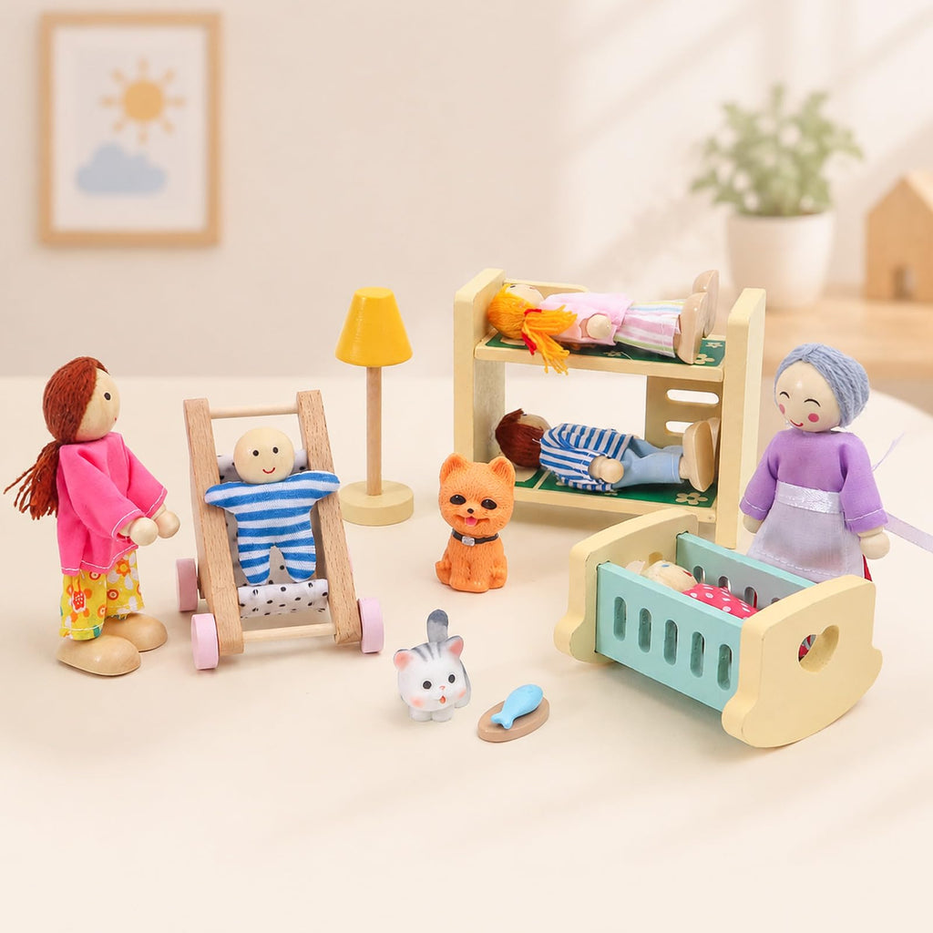 Wooden Dollhouse Family Set Figures E2958
