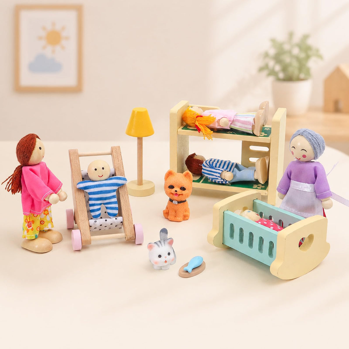 Wooden Dollhouse Family Set Figures E2958