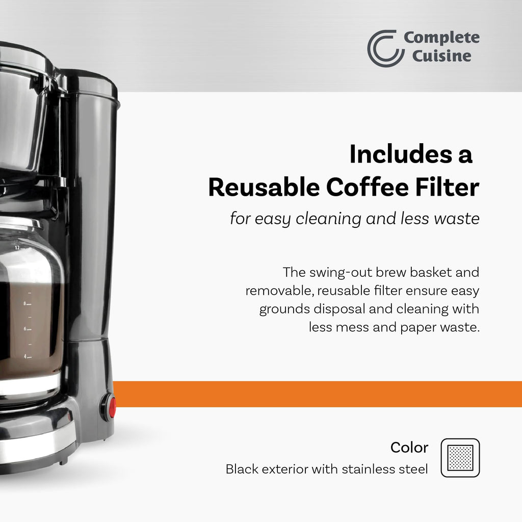 12-Cup Stainless-Steel Coffee Maker with Glass Carafe R70989