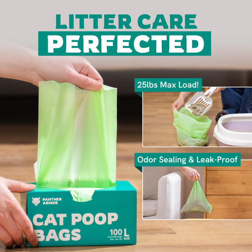 100 Large Compostable Unscented Cat Litter Bags Z8553
