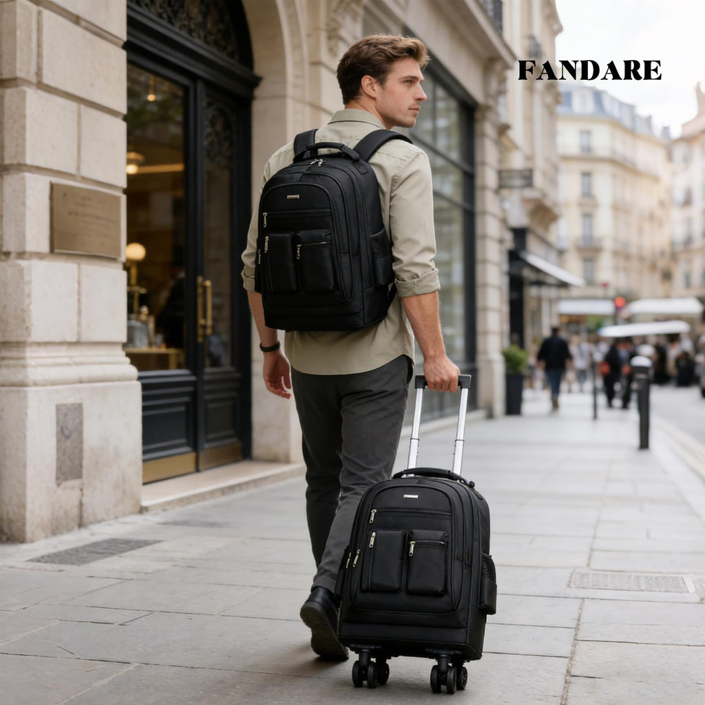 Rolling Backpack with Silent Wheels Black D47651
