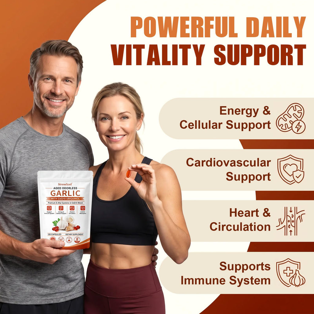 Odorless Garlic Extract Softgels with CoQ10 Ubiquinol and Vitamin K2 120 Softgels J86689