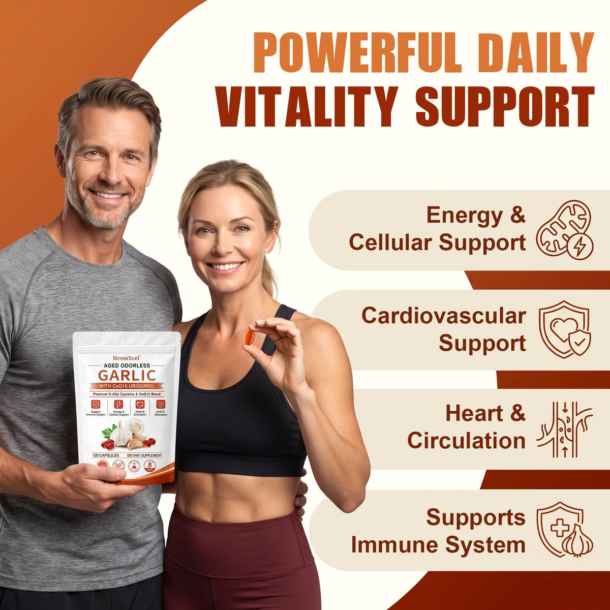 Odorless Garlic Extract Softgels with CoQ10 Ubiquinol and Vitamin K2 120 Softgels J86689