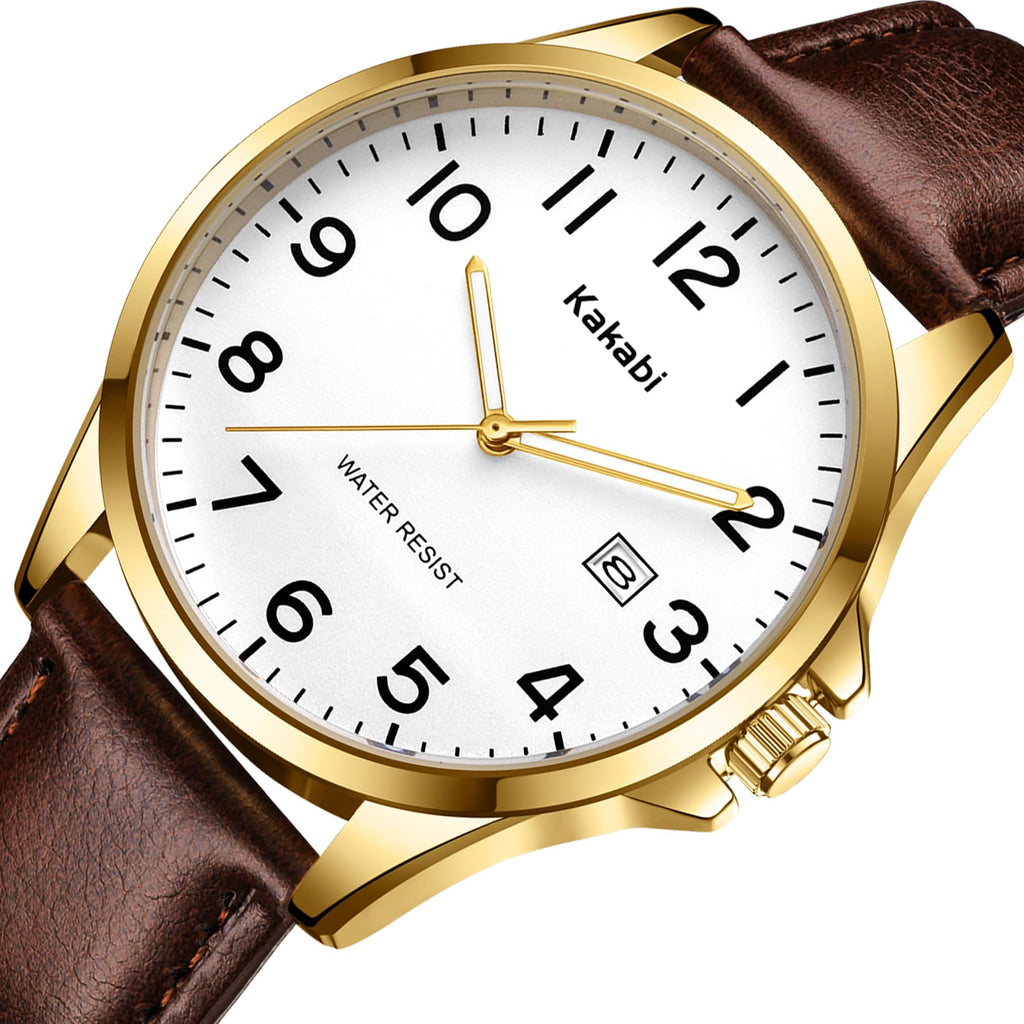 Men Fashion Minimalist Waterproof Quartz Analog Date Leather Strap Watch K45050
