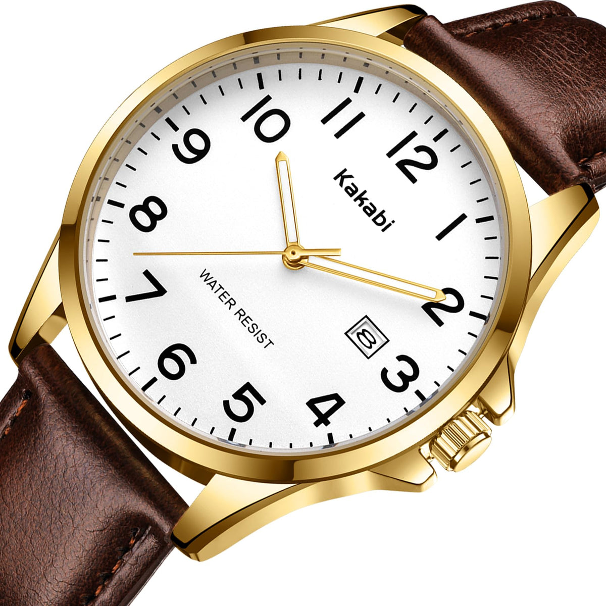 Men Fashion Minimalist Waterproof Quartz Analog Date Leather Strap Watch K45050