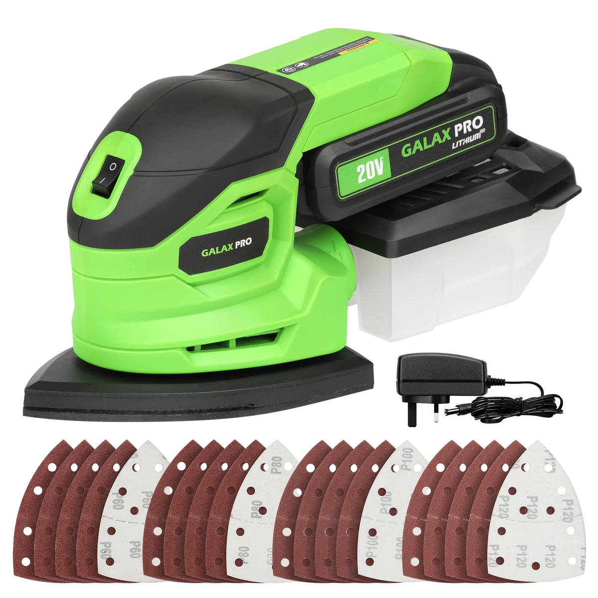 Cordless Detail Sander 2.0Ah Battery, 20 Pcs Sandpapers I8641