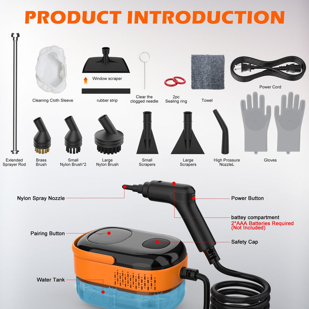 Portable Handheld Steam Cleaner with 16 Accessories G3375