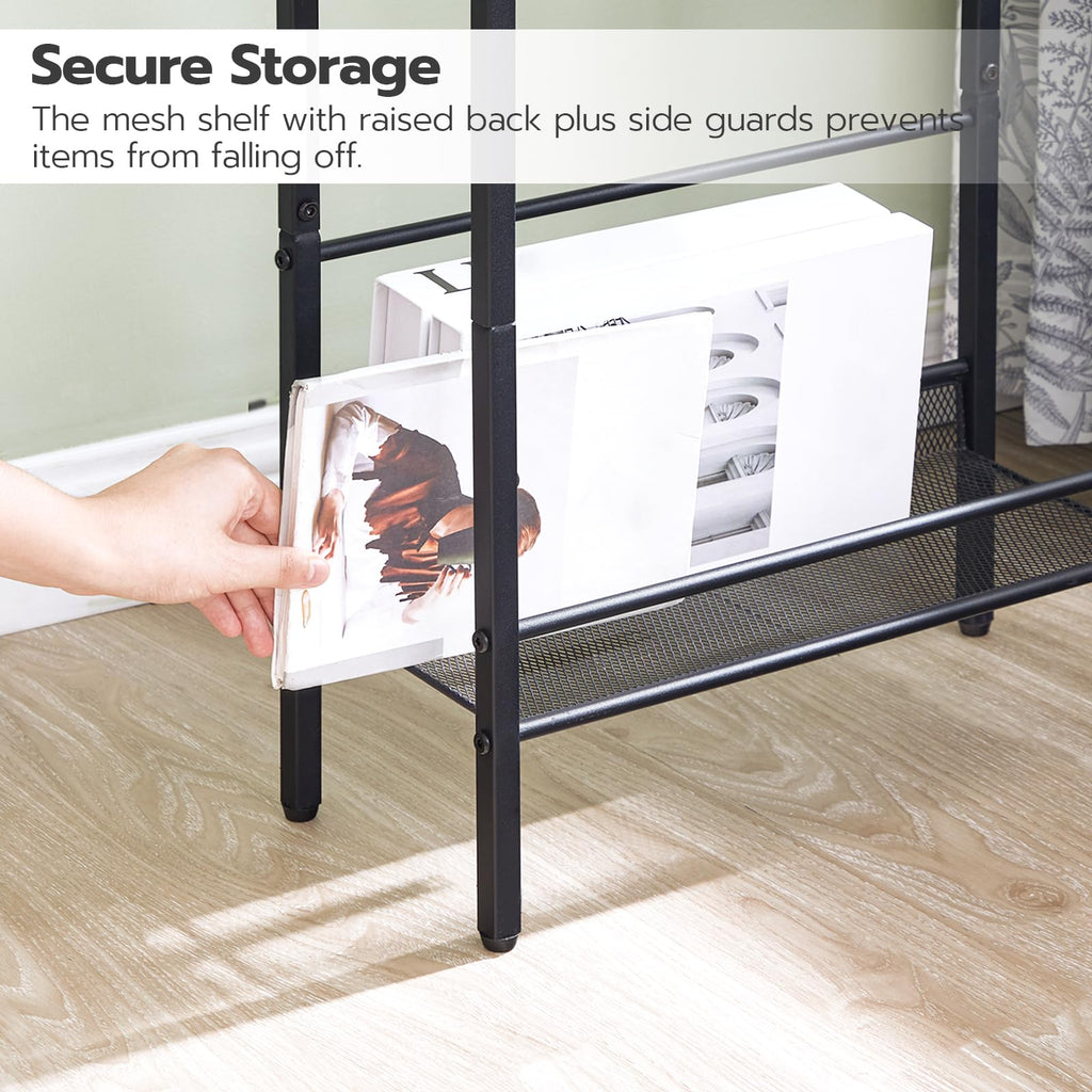 Small Narrow Side Table with Charging Station and Storage Shelf O598252