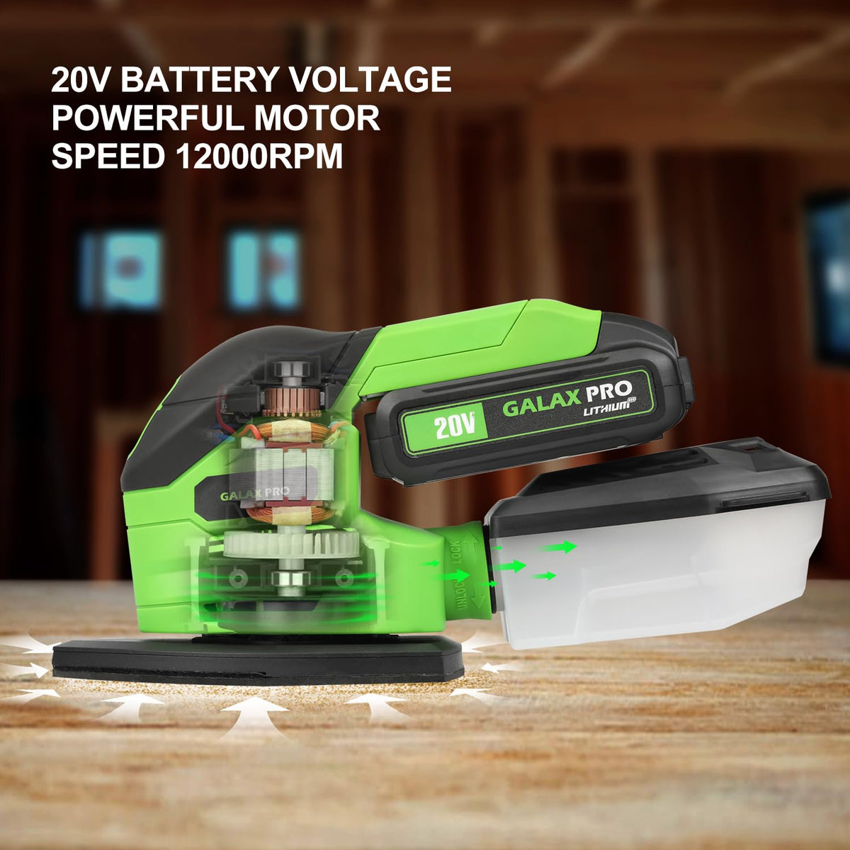 Cordless Detail Sander 2.0Ah Battery, 20 Pcs Sandpapers I8641