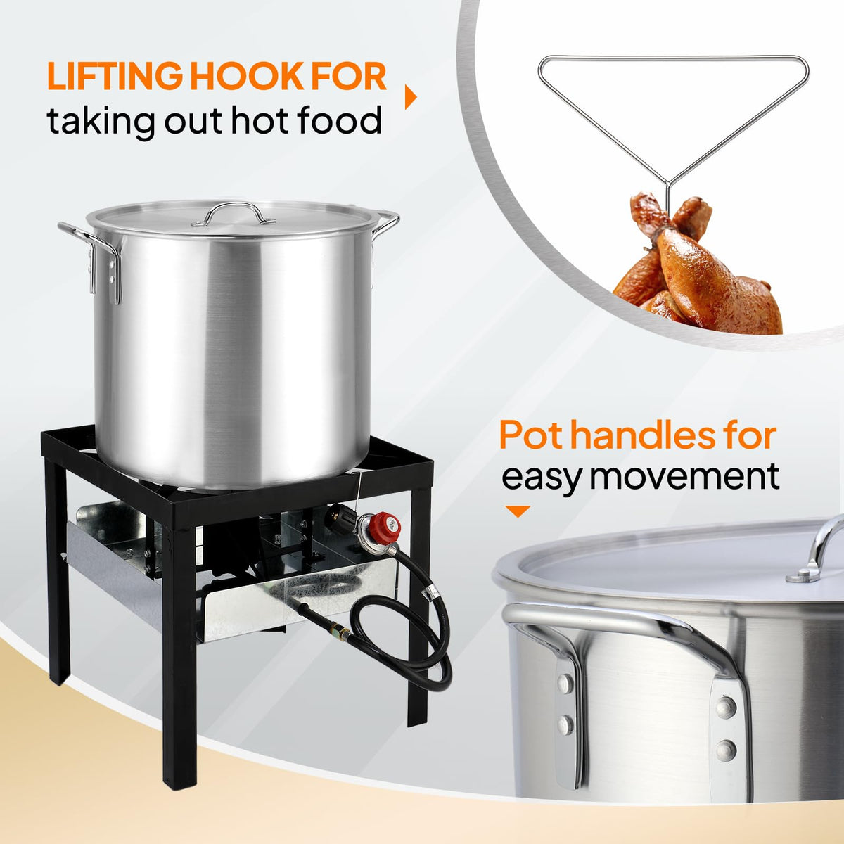 60QT Aluminum Seafood Boil Pot with Basket X12908