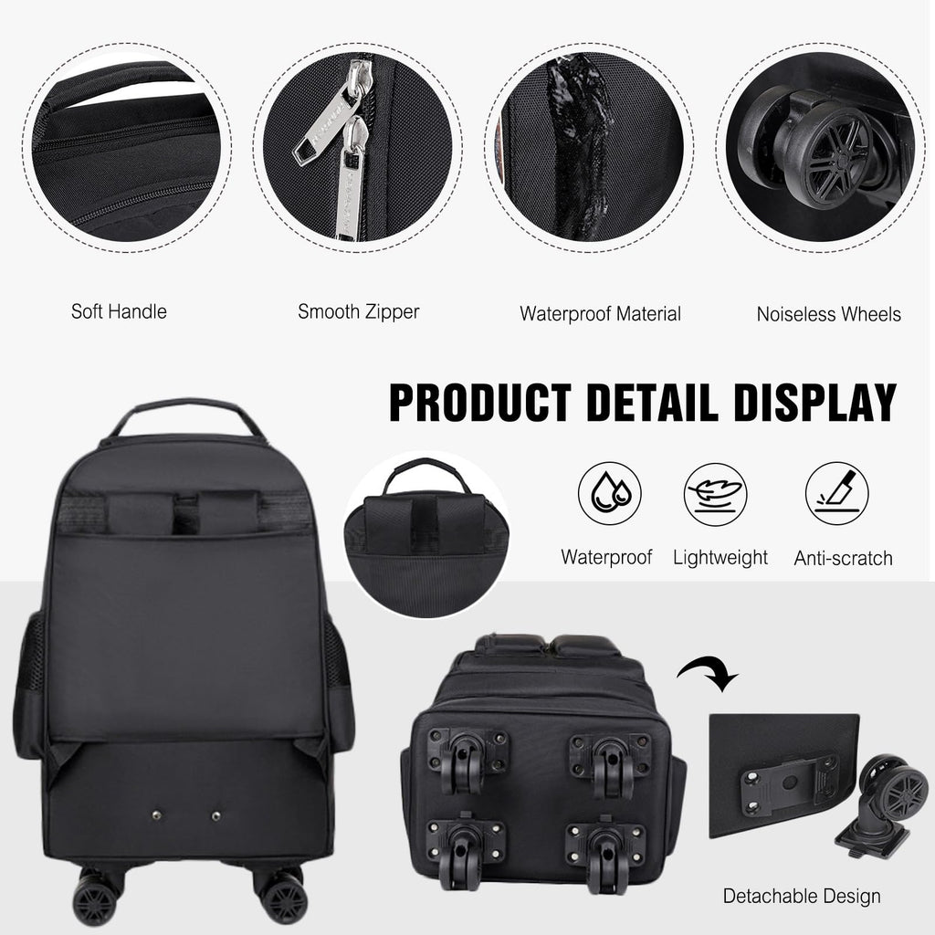 Rolling Backpack with Silent Wheels Black D47651