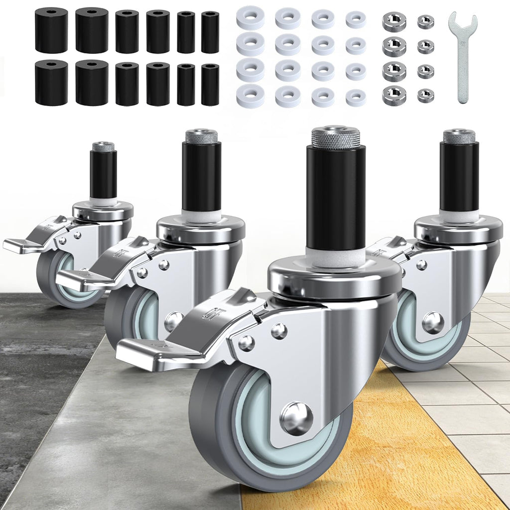 3 Inch Expanding Stem Locking Swivel Casters Set of 4 T7697