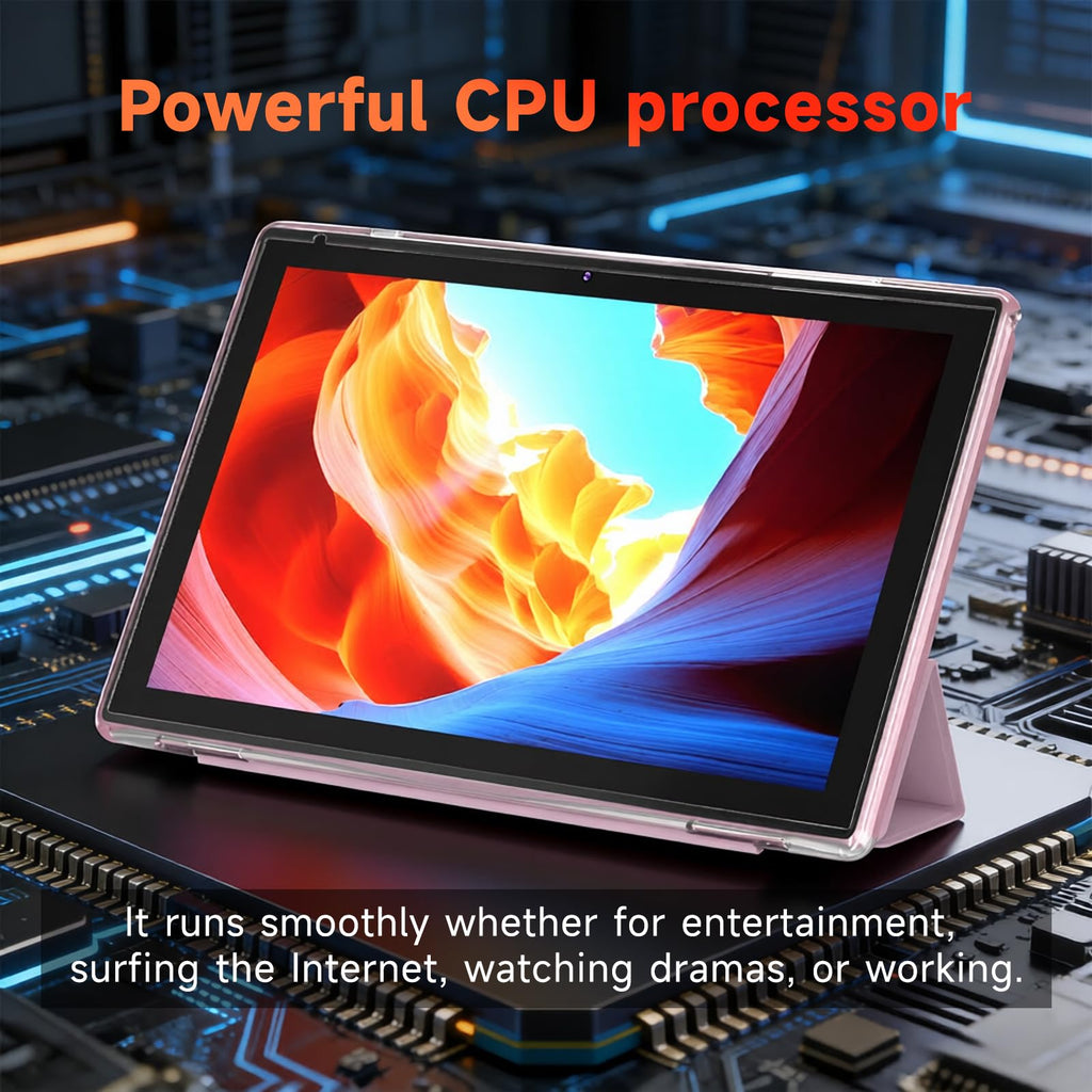 10 Inch Android Tablet, 8GB RAM 32GB Storage, HD IPS Display, 6000mAh Battery, with Case & Stylus Pen U1506