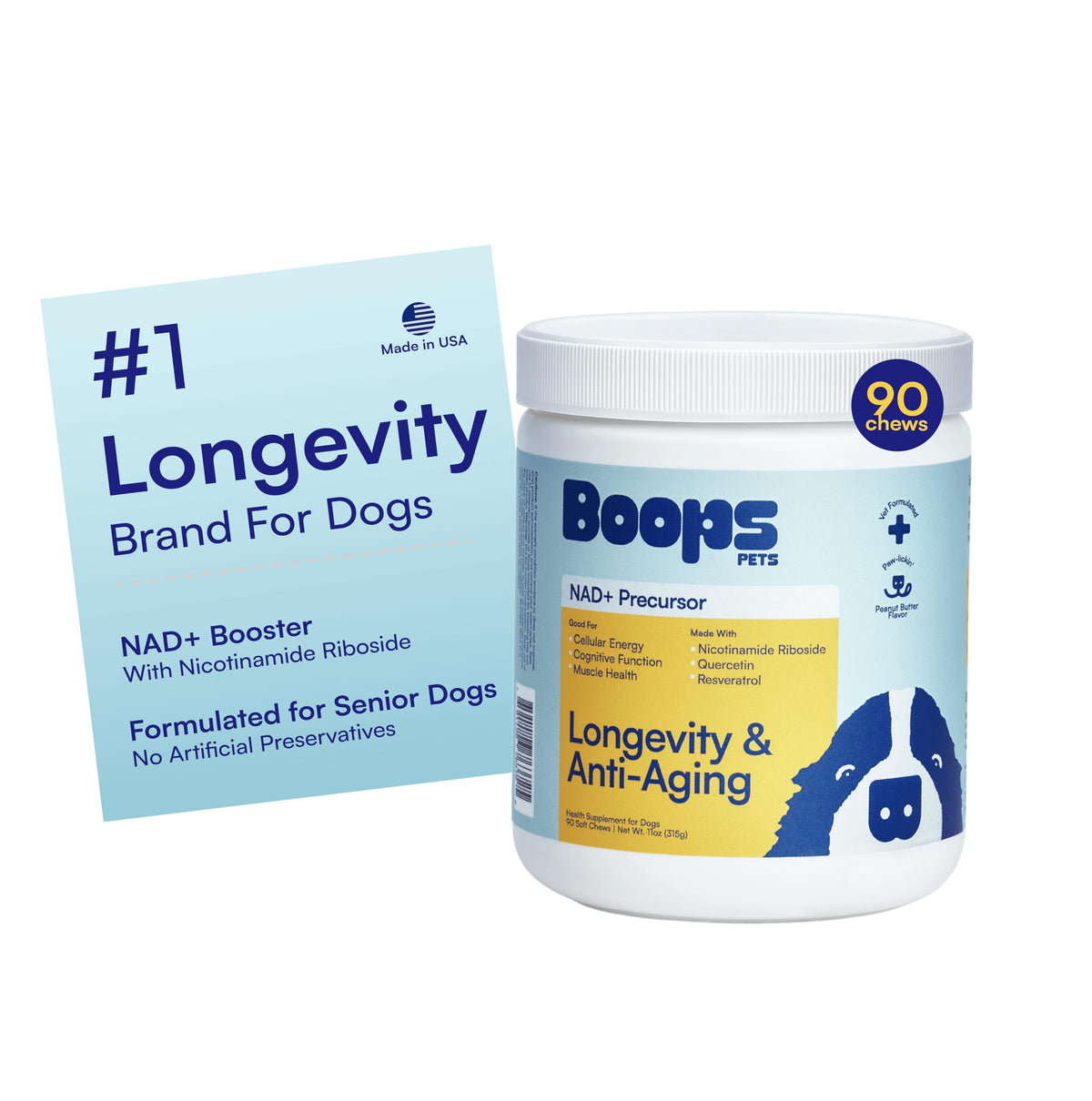 90 Soft Chews NAD+ Precursor Senior Dog Supplement A6158