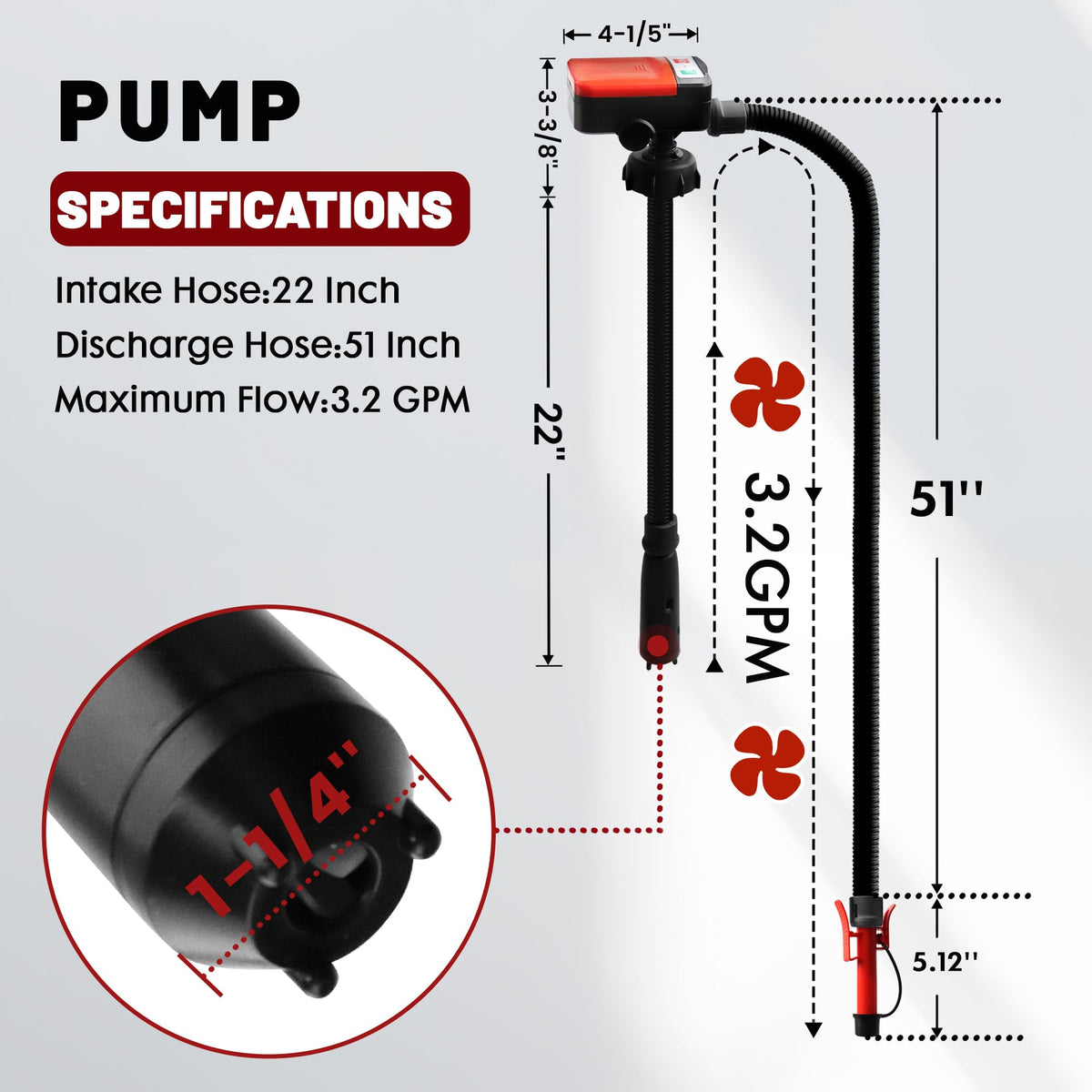 Battery Powered Fuel Transfer Pump with Automatic Stop Nozzle I8812