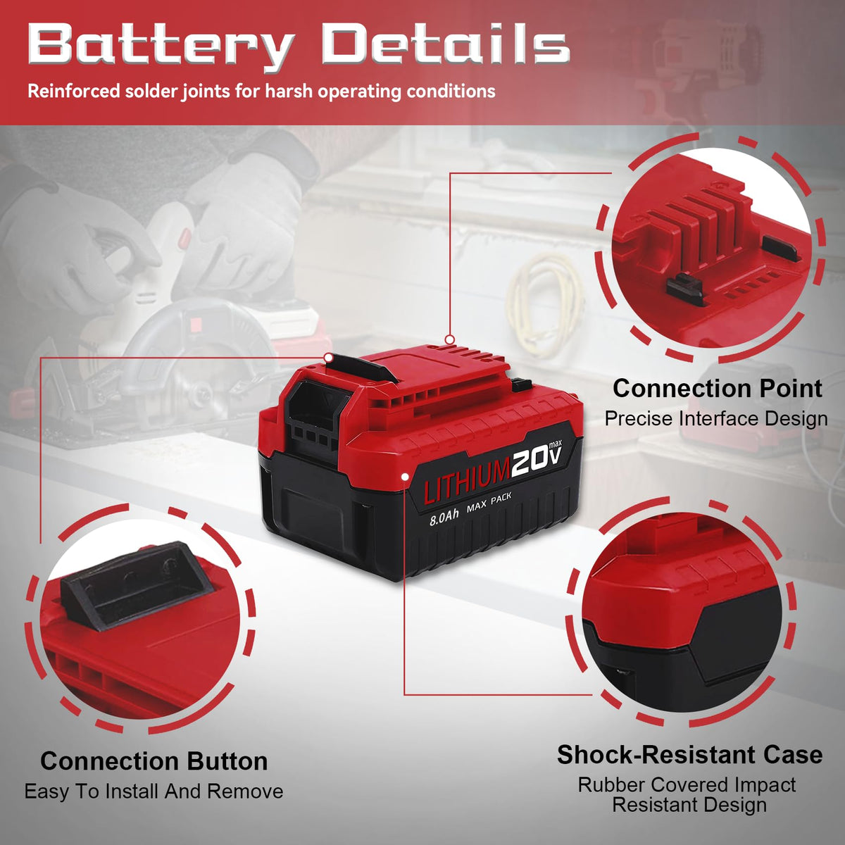 8.0Ah Lithium ion Replacement Battery 2 Piece B14808