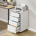 White 4 Drawer Wood Storage Cabinet with Wheels C15715