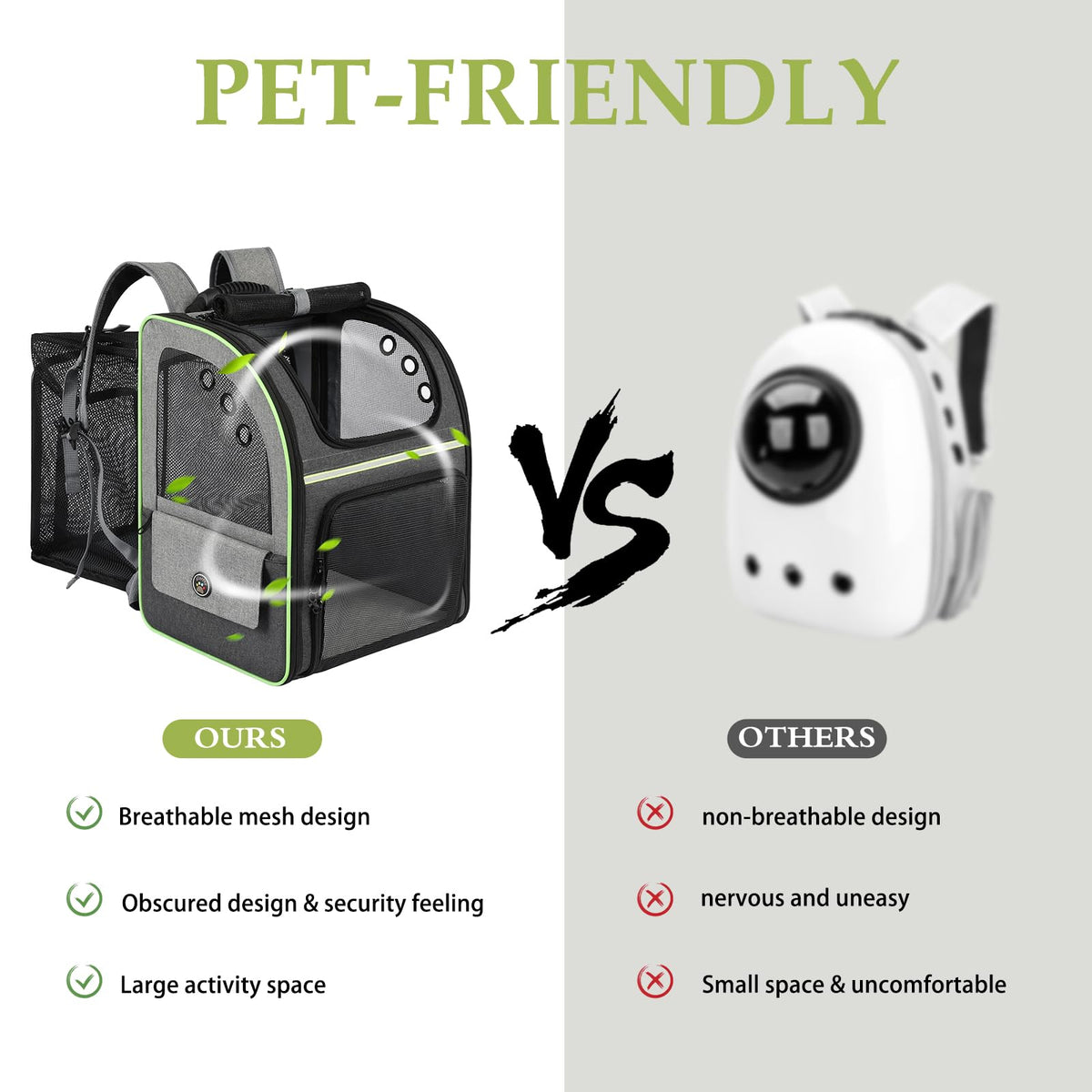 Large Soft Expandable Cat Carrier Backpack J45786