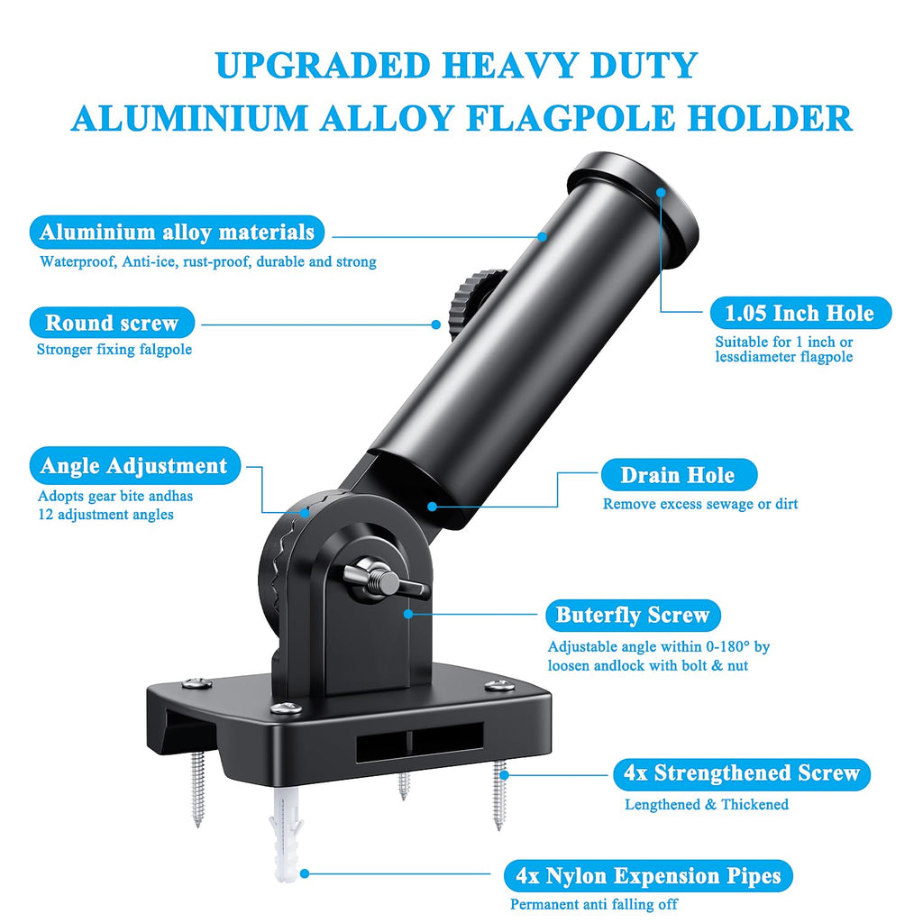 Adjustable Heavy Duty Aluminum Flag Pole Holder M41878