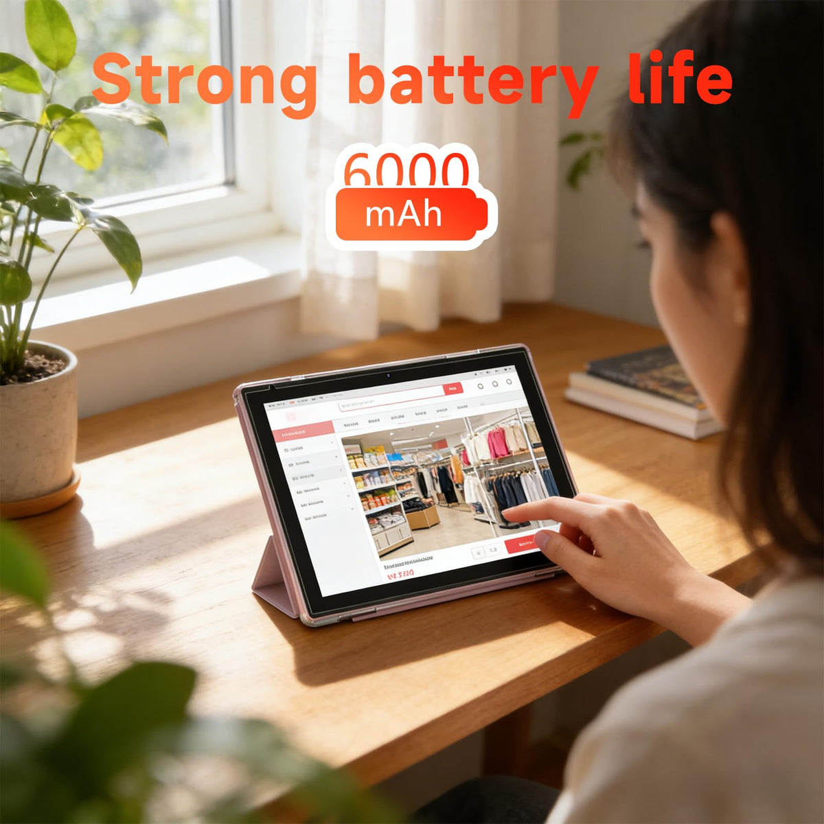 10 Inch Android Tablet, 8GB RAM 32GB Storage, HD IPS Display, 6000mAh Battery, with Case & Stylus Pen U1506