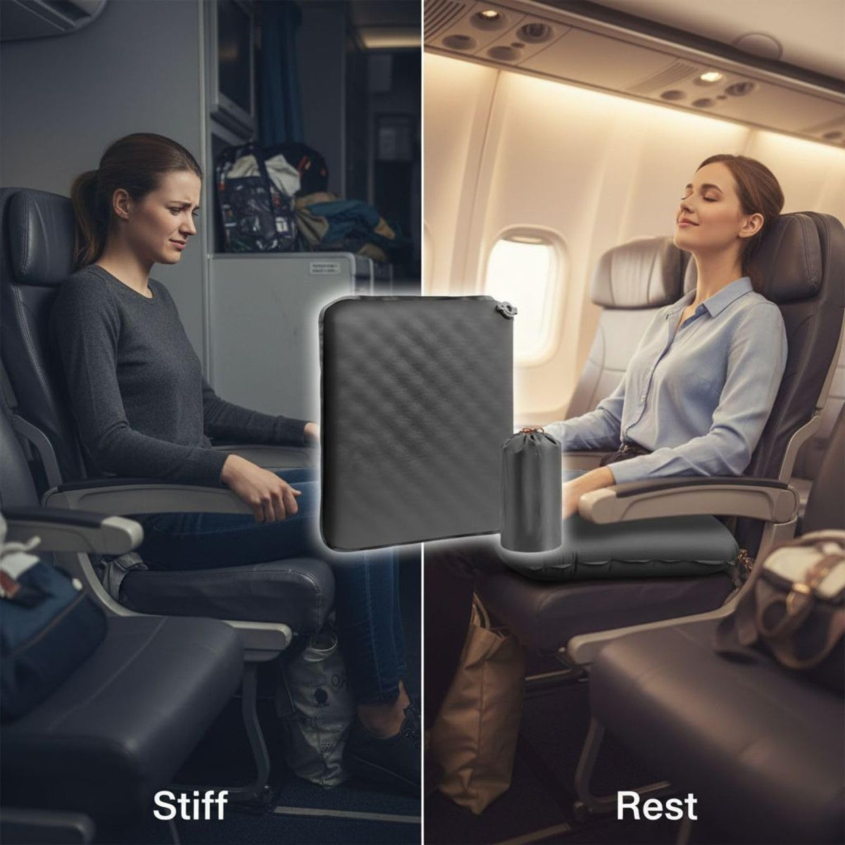 2 Pcs Inflatable Seat Cushion, 16.9 x 13 in Nylon TPU K927350