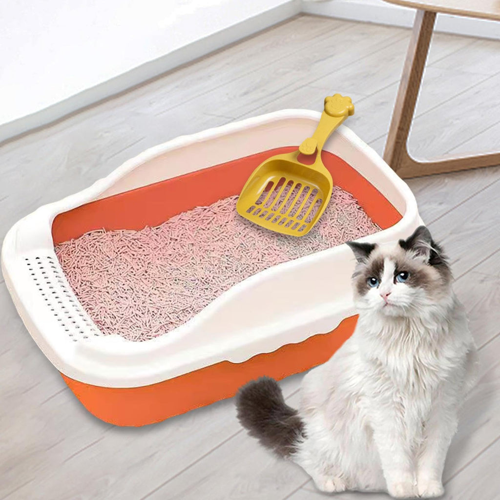 Orange Cat Litter Box with Sifting Spoon E36904