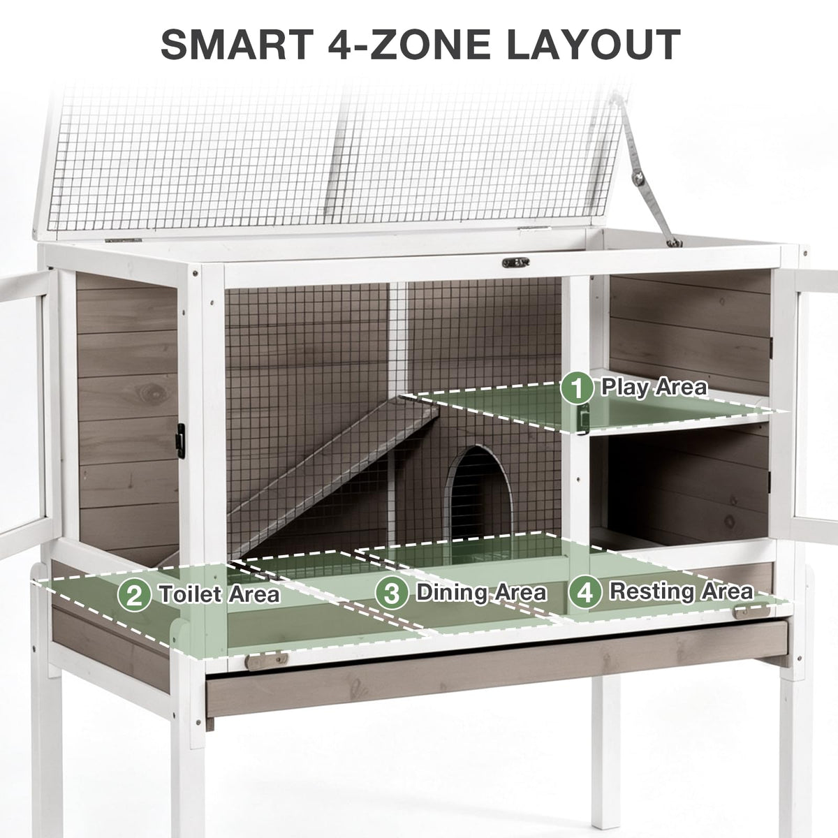 Wooden Two-Story Small Animals Cage with Pull Out Tray N38323