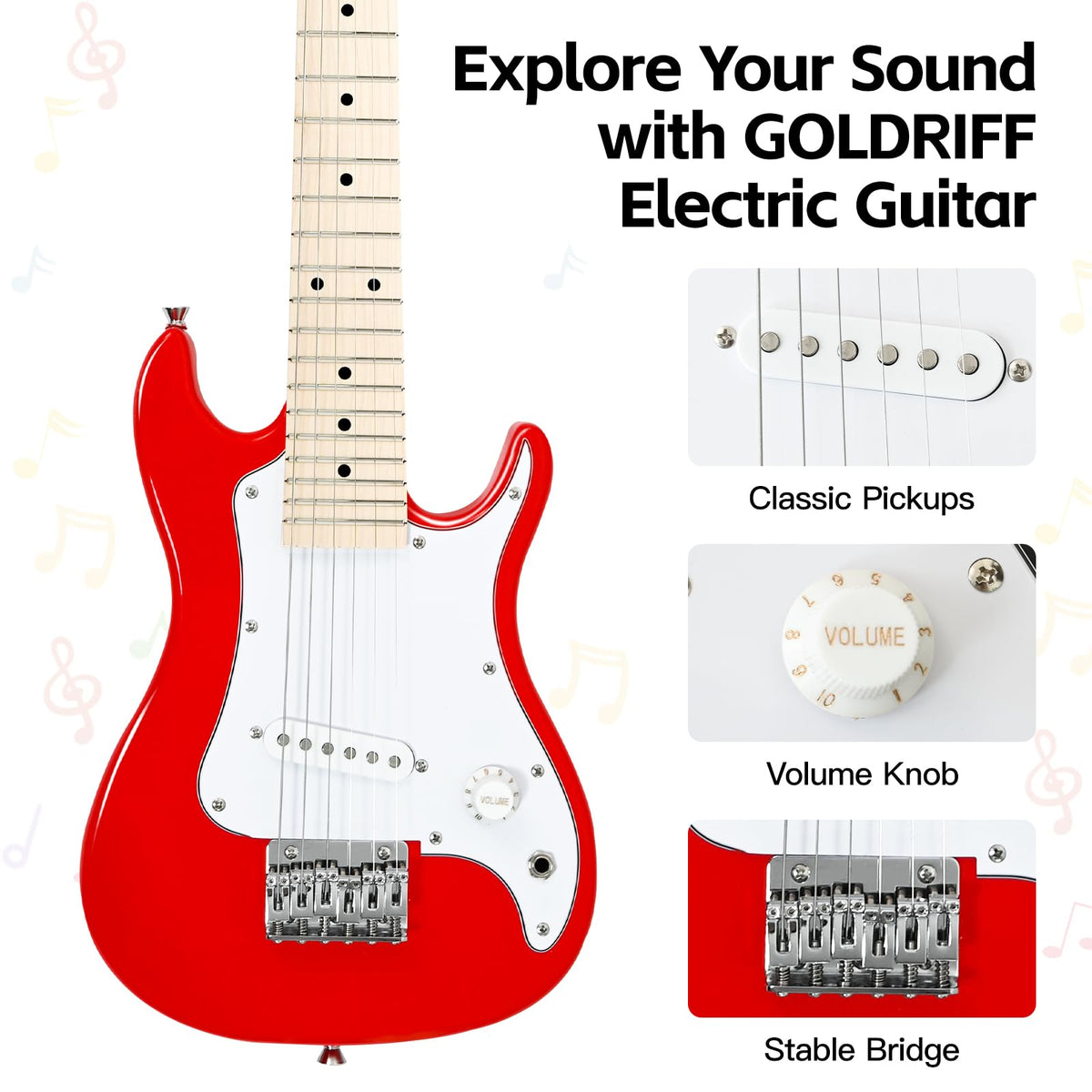 30in Kids Electric Guitar Starter Kit with 5W Amp and Gig Bag X3240