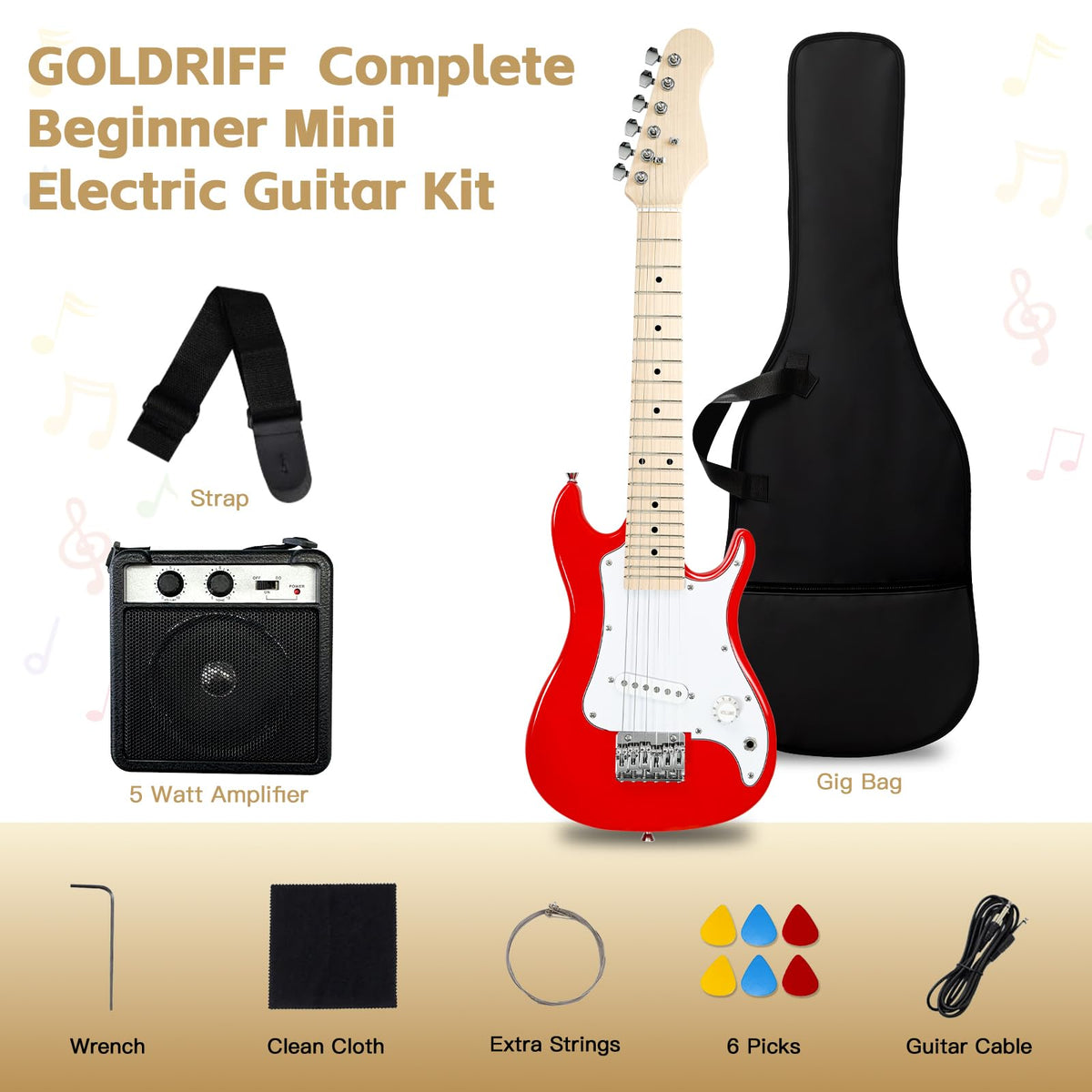 30in Kids Electric Guitar Starter Kit with 5W Amp and Gig Bag X3240