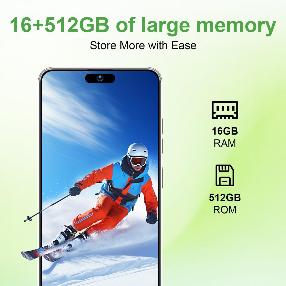 Unlocked Cell Phone 16GB+512GB Smartphone 6.99" HD Screen Android 15 5G 7000mAh (Purple) Y43535