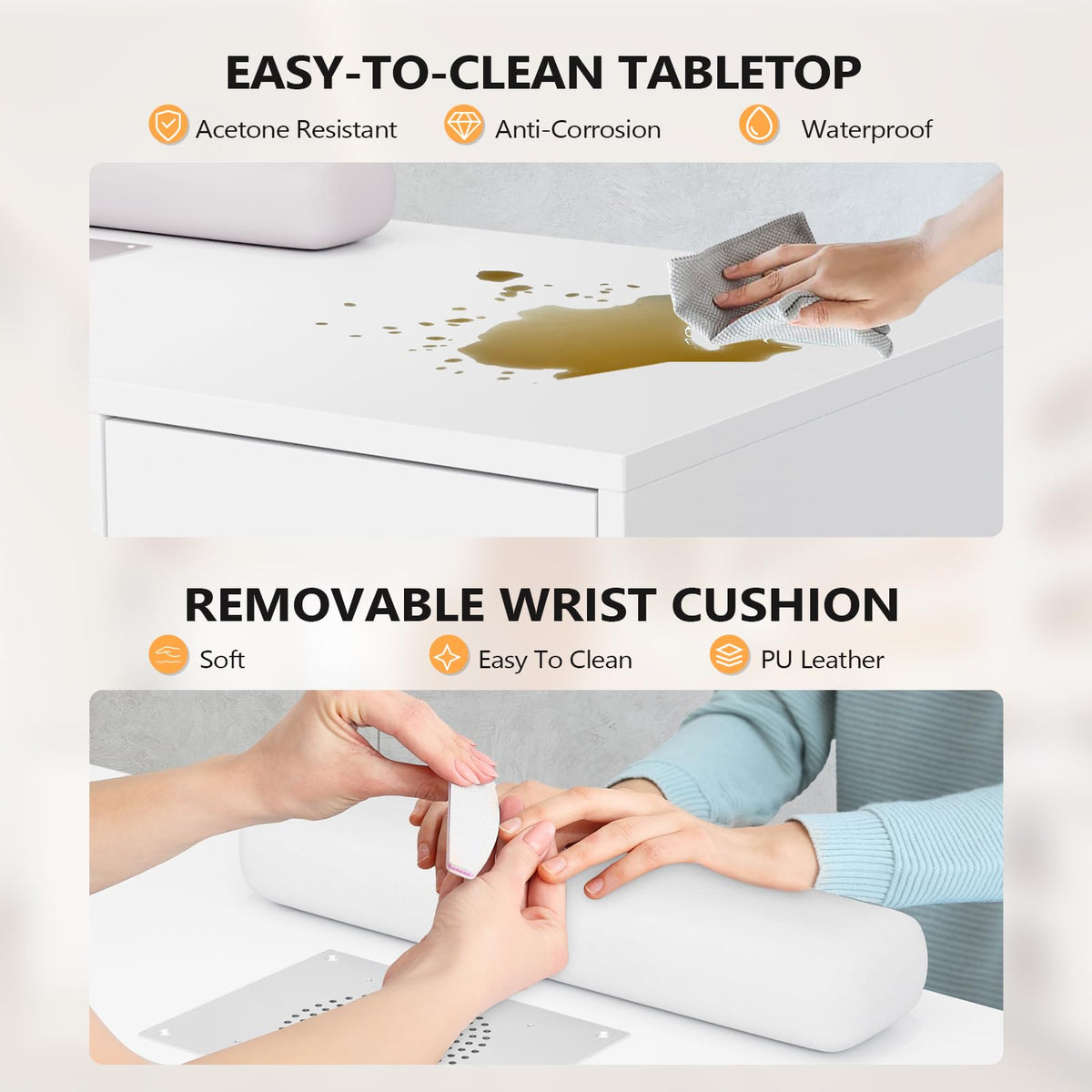 L Shaped Manicure Table with Dust Collector E50992