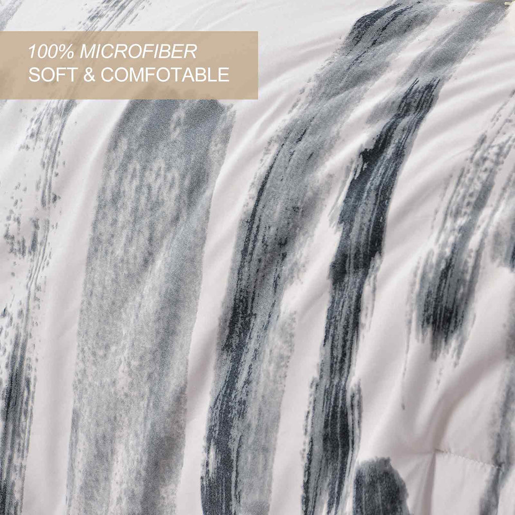 King 3pc Grey White Reversible Microfiber Comforter Set L95843